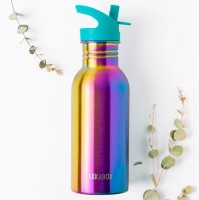 LEKKABOX Go, 500ml - Leichte Trinkflasche aus Edelstahl - Rainbow