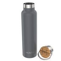 MontiiCo, 1000ml - Edelstahl Trinkflasche mit Bambusdeckel