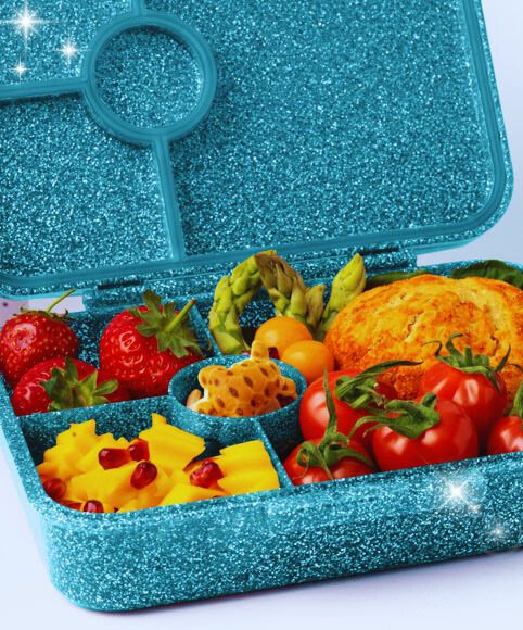 Glitzer Brotdose für Kinder - Bento Box Lunchbox für Schule